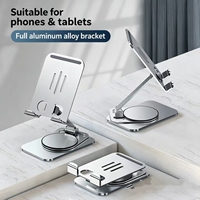 Alliage d'aluminium 360 °   Support de téléphone et tablette rotatif et pliable