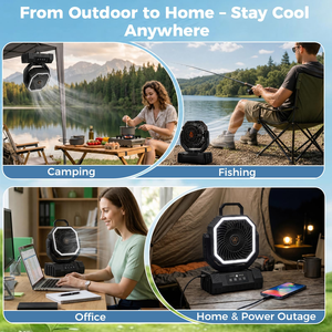 Ventilateur de camping portable rechargeable 20000 mAh avec lumière LED, télécommande, batterie externe et crochet de suspension pour tente et voyage - Product Image 4