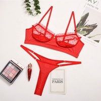 Ensembles de fête transparents pour femmes sexy à volants ensemble de sous-vêtements de soutien-gorge de lingerie noire en dentelle