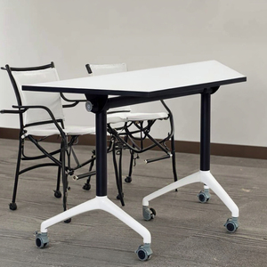 Hình dạng quạt có thể gập lại văn phòng đào tạo đồ nội thất di động gấp lật bảng có thể điều chỉnh với bánh xe họp máy tính xách tay ráp bàn - Product Image 4