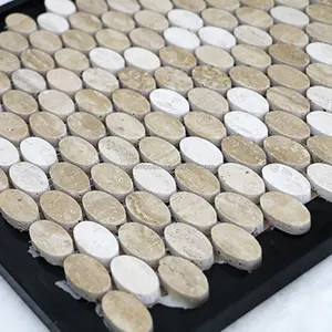 Navona Travertin ovale Marmor-Mosaikfliesen eignen sich für gänsenei-förmige Stein-Mosaikfliesen auf Küchenböden und Wänden