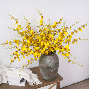 <span class=keywords><strong>Orchidée</strong></span> artificielle jaune <span class=keywords><strong>Oncidium</strong></span> réaliste et souple de 81 cm, idéale pour les arrangements floraux et les mariages - Product Image 4