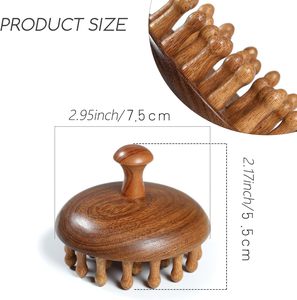 Peigne de massage du cuir chevelu en bois de santal Gua Sha, outil de massage de la tête pour la stimulation de la croissance des cheveux, soin du cuir chevelu, relaxation musculaire du corps - Product Image 2