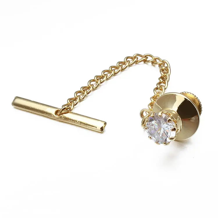 Gold Tie Tack for Men With Chain Gold Tie Clip Party Accessories in Gifts box