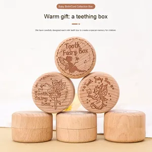 DIY Wooden Beech Deciduous Tooth Storage Box Fetal Hair and Umbilical Cord Container Baby Souvenir for Boys and <strong>Girls</strong> - Product Image 1