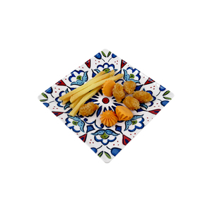 Vajilla cuadrada de melamina Placas de calcomanías blancas de 9 pulgadas con patrón Restaurante económico Platos para el hogar Diferentes tamaños - Product Image 2