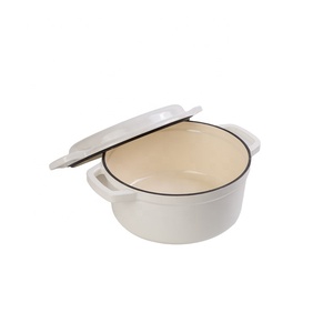 Juego de utensilios de cocina de esmalte blanco, calentador de alimentos aislado, cazuela combinada de hierro fundido 2-1 - Product Image 2