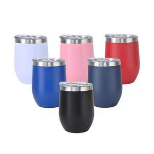 12oz Stainless Steel Wine <b>Tumbler</b> with Lid Bulk 50Pack,Double Wall Vacuum Stemless Wine Glasses,Reusable Metal Travel Coffee Mug - Product Image 1