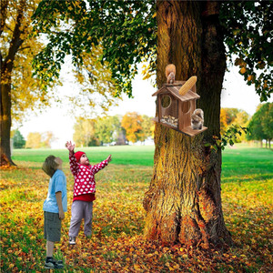 Houten Eekhoorn Feeder Voor Buiten Boom, Grappige Eekhoorn Huis Voor Buiten Nestelen Winter, Houten Chipmunk Huis Doos Voor Pinda 'S, - Product Image 4