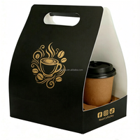 Supports de transport personnalisables en papier de qualité alimentaire, à double paroi, estampés à chaud or, pour 2 ou 4 tasses de café, de boissons ou de biscuits à emporter