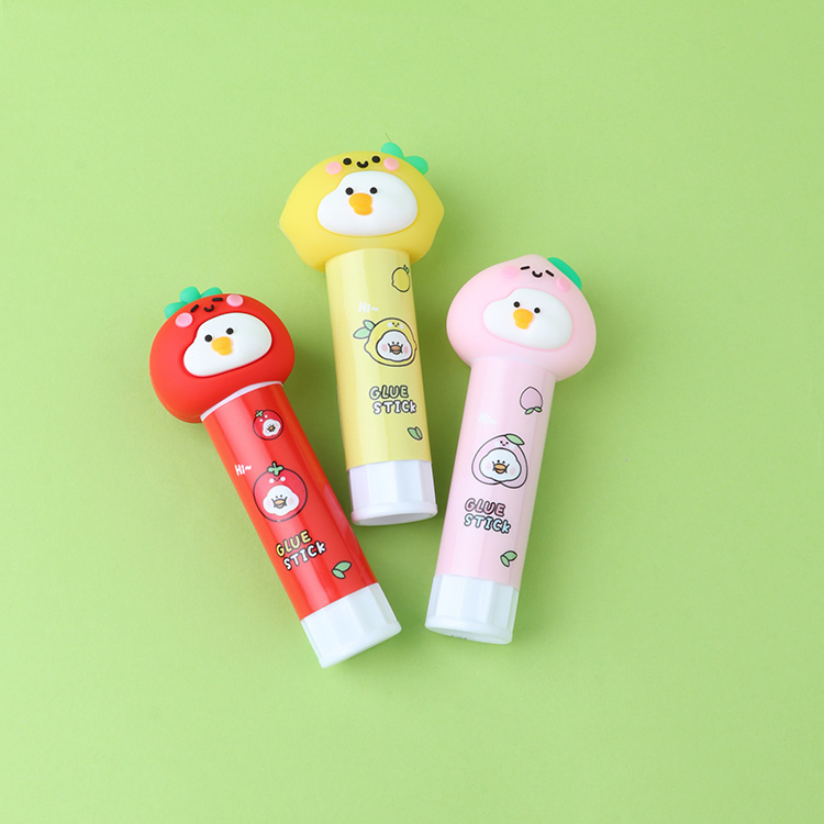 Высококачественный нетоксичный клей-карандаш KUKI из ПВХ в виде фруктовой утки, клей для школы/офиса, белые клей-карандаши с милым верхом для студентов