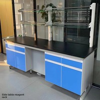 Banc de laboratoire latéral, banc central, support à réactifs en PVC, support à tubes à essai, cadre de plan de travail, mobilier commercial Chine
