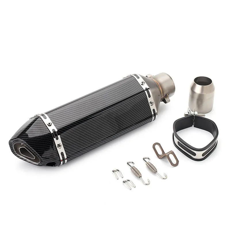Full carbon fiber small hexagonal modified exhaust pipe muffler, motorcycle 51mm caliber high temperature resistance