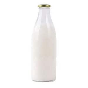 Прозрачный 250 мл 500 мл 1L бутылки сока стеклянная бутылка молока с металлической крышкой