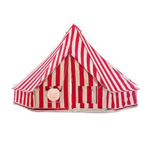 4M striped bell tent with white red stripe for outdoor camping tent glamping tents luxury safari