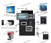 Terminal de point de vente tactile 15,6 pouces avec API SDK, accepte et distribue des billets et des pièces de monnaie, kiosque de paiement libre-service, lecteur de codes-barres, Intel Core I3