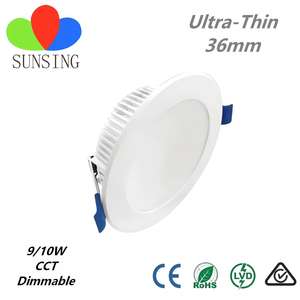 सा ने IP44 इनडोर आधुनिक अल्ट्रा पतली 9w dimmable एलईडी डाउनलाइट के साथ cct स्विच और बिल्ट-इन ड्राइवर 90 मिमी कटआउट प्लग तैयार - Product Image 1