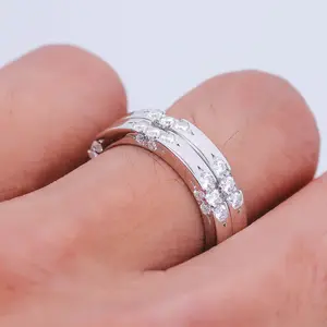 Exquisite Fine Jewelry Lacier Band versand bereit Moissan ite Eternity Rings Sterling Silber für Männer Hochzeit