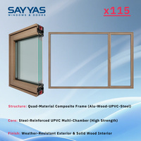Ventanas Modernas SAYYAS X115 de Madera Revestida de Aluminio con Triple Vidrio Aislante, Insonorizadas y con Aislamiento Térmico para Apartamentos y Hoteles