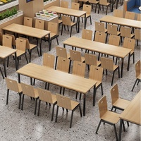 Vente en gros d'usine OEM ODM, mobilier pour cantine scolaire, restaurant d'entreprise, ensemble de tables et chaises de salle à manger avec 4, 6 ou 8 places