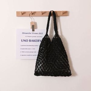 Bolsos de malla de ganchillo tejidos a mano para mujer, de un solo hombro, portátiles, huecos, de paja, para playa, verano, ocio, viaje y pesca - Product Image 4