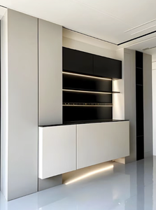 خزانة طعام خشبية صلبة بسيطة مع ميزة تبريد رفوف نبيذ من الفولاذ المقاوم للصدأ والألومنيوم للاستخدام المنزلي أو المطعم - Product Image 4