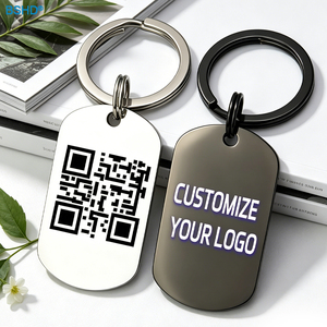 Llavero de Metal con colgante de etiqueta de texto ovalado personalizado profesional, etiquetas de nombre de perro en blanco de acero inoxidable, llaveros de código QR para grabado - Product Image 1