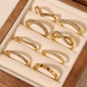 Anillos de dedo índice de acero inoxidable chapado en oro de 18 quilates de PVD de gama alta, anillo de circón Simple para mujer, joyería, fiesta de compromiso o regalo - Product Image 4