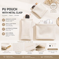 Pochette en cuir PU avec logo personnalisé, fermeture à pression métallique, mini sac portable pour bijoux, cosmétiques, écouteurs, cadeau promotionnel