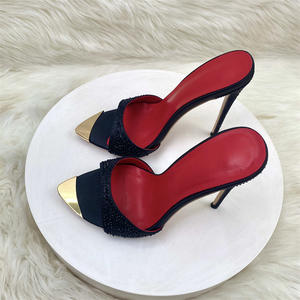 2025 महिलाओं की गर्मियों में हाई एड़ी सैंडल के नए डिजाइन मले जूते, स्ट्रैप पंप के साथ 12 सेमी पतली एड़ी चप्पल - Product Image 6