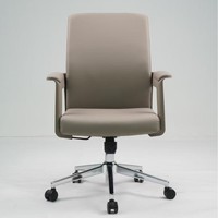 Chaise de bureau ergonomique pivotante avec roulettes, réglable en hauteur, minimaliste, en similicuir noir, accoudoirs en similicuir, chaise de bureau à domicile