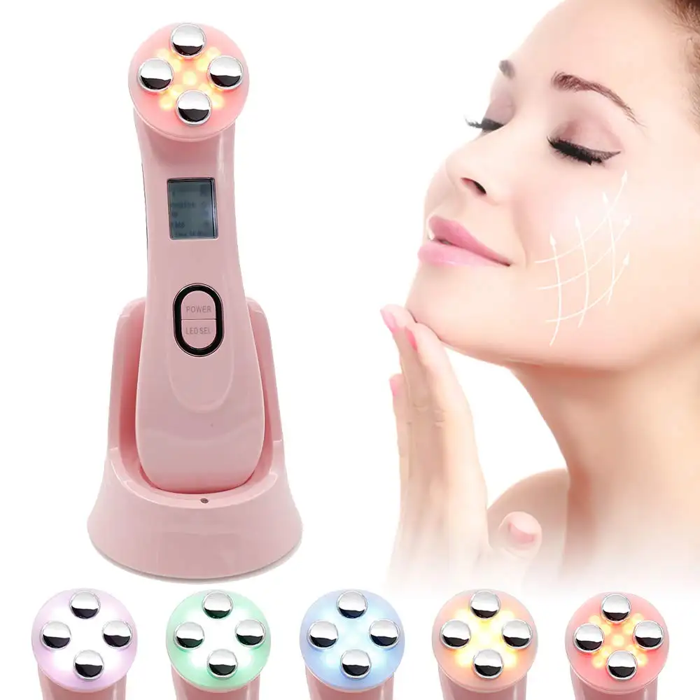 Appareil de massage du visage RF EMS 6 couleurs lumière LED masseur Facial serrer soins de la peau radiofréquence RF visage levage Machine beauté