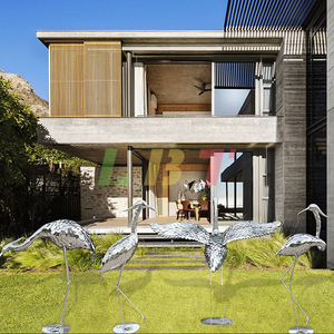 Libit Stainless Steel Crane Mirror Sculptures Outdoor Floor Mount Garden Decor Customized Animal Figure - Product Image 2