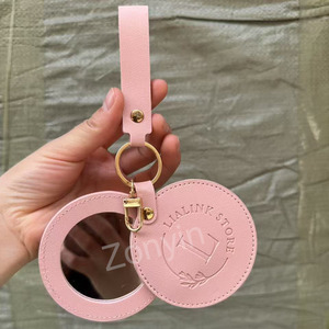 Zonyin thấp moq biểu tượng tùy chỉnh vòng Pocket gương mỹ phẩm PU da xách tay nhỏ nhỏ gọn gương trang điểm với Keychain - Product Image 4