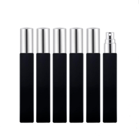 Bouteilles d'atomiseur de parfum en verre noir mat de 10ml vides conception carrée rechargeable avec carton de pulvérisateur de pompe d'impression d'écran emballé