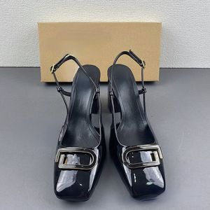 Calzado De Mujer 2025 Summer SquareToe Slingback Chunky <b>Block</b> High Heels for Women - Product Image 3