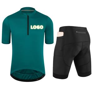 Maillot de cyclisme personnalisé spécialisé pour hommes 1_3 Zipper Ensemble de vêtements de cyclisme Couleur unie Club Fit Maillot de vélo et short de vtt - Product Image 1