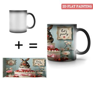 Smooth Round Rim Comfort Daily Mug Frosted Black 11oz <b>Ceramic</b> Heat Changing Magic <b>Cup</b> - Product Image 4