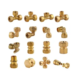 High quality 58-2 brass female straight brass pipe screw fitting copper nipples 25mm brass compression fittings for pex pipe