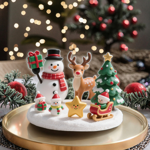 Mini artesanías de resina de <span class=keywords><strong>Navidad</strong></span>, muñeco de nieve bonito, trineo y figuritas de ciervo, decoraciones de estante de vacaciones para fiesta de <span class=keywords><strong>Navidad</strong></span>, <span class=keywords><strong>intercambio</strong></span> de regalos - Product Image 4