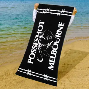 वयस्क आयताकार आकार कस्टम डिज़ाइन लोगो मुद्रित बच्चों का समुद्र तट तौलिया 100% कपास डिजिटल मुद्रित स्नान तौलिए
