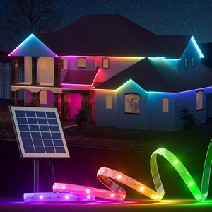 Bande <span class=keywords><strong>LED</strong></span> <span class=keywords><strong>solaire</strong></span> RGB étanche IP67 avec télécommande pour gestionnaires de propriétés et bricoleurs, idéale pour la décoration extérieure des aires de jeux et des patios - Product Image 4