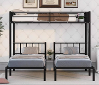 Cadre de lit mezzanine au design moderne et peu encombrant Lits superposés en métal pour enfants avec escalier pour trois personnes