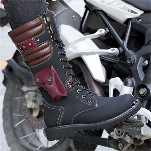 Bottes de chasse pour hommes en cuir véritable, bout rond, semelle extérieure en caoutchouc antidérapante, toutes saisons, semelle intermédiaire en EVA, doublure en polaire - Product Image 5