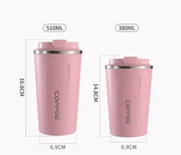 Gobelet Isotherme Double Paroi 380/510ml Personnalisable, Mug à Café Réutilisable en Acier Inoxydable avec Couvercle