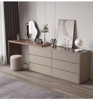 Table de maquillage multifonctionnelle en bois massif moderne et simple avec armoire de rangement et éclairage intégré pour la chambre à coucher