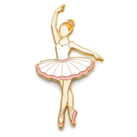 En gros, Pin's en métal plaqué or, design Promeneur de chien et Ballerine, avec logo personnalisé, émail souple, cadeau pour danseur