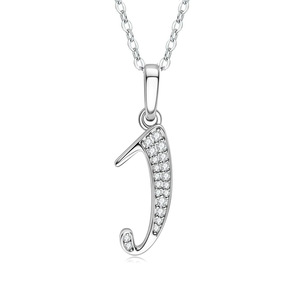 Collana con Ciondolo Lettera J in Argento 925 con Cristalli e Strass, Stile Classico Unisex per Uso Quotidiano - Product Image 1
