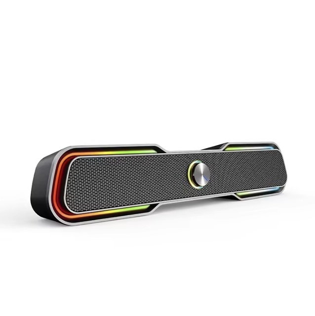 Hi-Fi Audio System 2.0 USB RGB LED Soundbar Surround Stereo PC Notebook Gamer Speaker with 3.5mm Jack for Power Multimedia