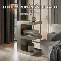 Table basse en métal de luxe léger, table d'appoint à 3 niveaux avec roulettes, meubles modernes pour salon